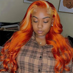 13x4 13x6 Full Lace Frontal Wig Human Hair Skunk Stripe Ginger Blonde Highlight Body Wave Wig