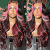 Pink Highlight Color Body Wave Human Hair 13x6 HD Lace Frontal Wig