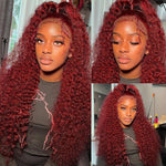 99J Burgundy Deep Wave Human Hair 13x6 HD Lace Frontal Wig