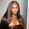 #4 Chocolate Brown Straight Human Hair Wig 5x5 HD Lace Closure Wig