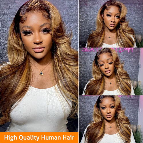 Highlight Body Wave 4x4 Lace Closure Wig Glueless Human Hair Wig 100% Human Hair - Ossilee Hair
