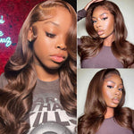 Chocolate Brown 360 HD Lace Frontal Wig Pre Plucked Body Wave Human Hair Wig