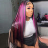 Pink Highlight Color Straight Human Hair 13x6 HD Lace Frontal Wig