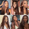 #4 Chocolate Brown Straight Human Hair Wig 5x5 HD Lace Closure Wig