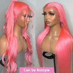 Pink Color 13x4 13x6 HD Lace Frontal Wig Straight Human Hair