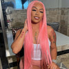 Pink Color 13x4 13x6 HD Lace Frontal Wig Straight Human Hair