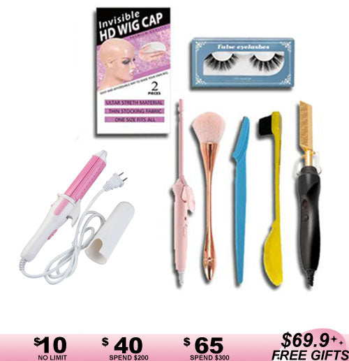 Get Free Gift in Random: Iron Curls, Eyelashes, HD Wig Cap, Ossilee Elastic Band - Ossilee Hair
