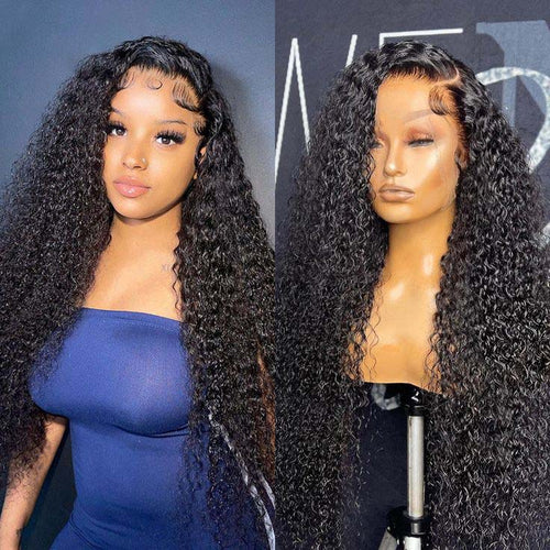 HD Transparent Lace Frontal Wigs 13x6 Jerry Curly Lace Front Wig Human Hair Little Bleached Knots Wigs Deal 10A Grade - Ossilee Hair
