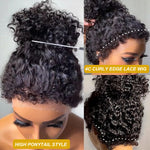 4C Kinky Edges Lace Wigs Afro Kinky Curly Human Hair 360 HD Lace Frontal Wig