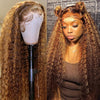 4/27 Highlight Human Hair Wig Deep Wave 360 HD Lace Frontal Wigs