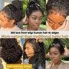 4C Kinky Edges Lace Wigs Afro Kinky Curly Human Hair 360 HD Lace Frontal Wig