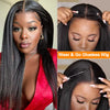 Pre Cut Lace Glueless Kinky Straight Human Hair Wig Pre Plucked with Elastic Band