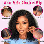 Pre Cut Lace Glueless Human Hair Wig Jerry Curly Bob Wig Human Hair