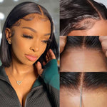 Pre Cut Lace Glueless Wig Straight Bob Wig Human Hair