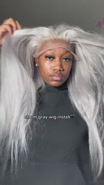 Ossilee Grey Color Wig 13x4 Striaght Lace Front Human Hair Wigs Body Wave Wig Swiss Lace