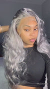 5x5 HD Lace Closure Wig Body Wave Grey Lace Front Wig Dark Ash Blonde Human Hair Closure Wigs Customized