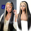 13x6 Full Frontal Wig Skunk Stripe Blonde Highlight Straight Human Hair Wig