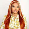 13x4 13x6 Full Lace Frontal Wig Human Hair Skunk Stripe Ginger Blonde Highlight Straight Hair Wig