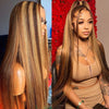 4/27 Highlight Wig Human Hair Straight 360 HD Full Lace Frontal Wig