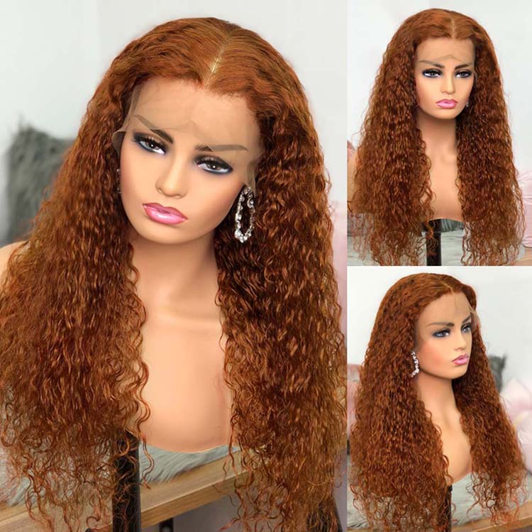 Ossilee Giner Orange Color Wig 13x4 HD Lace Front Human Hair Wigs Water Wave Swiss Lace - Ossilee Hair