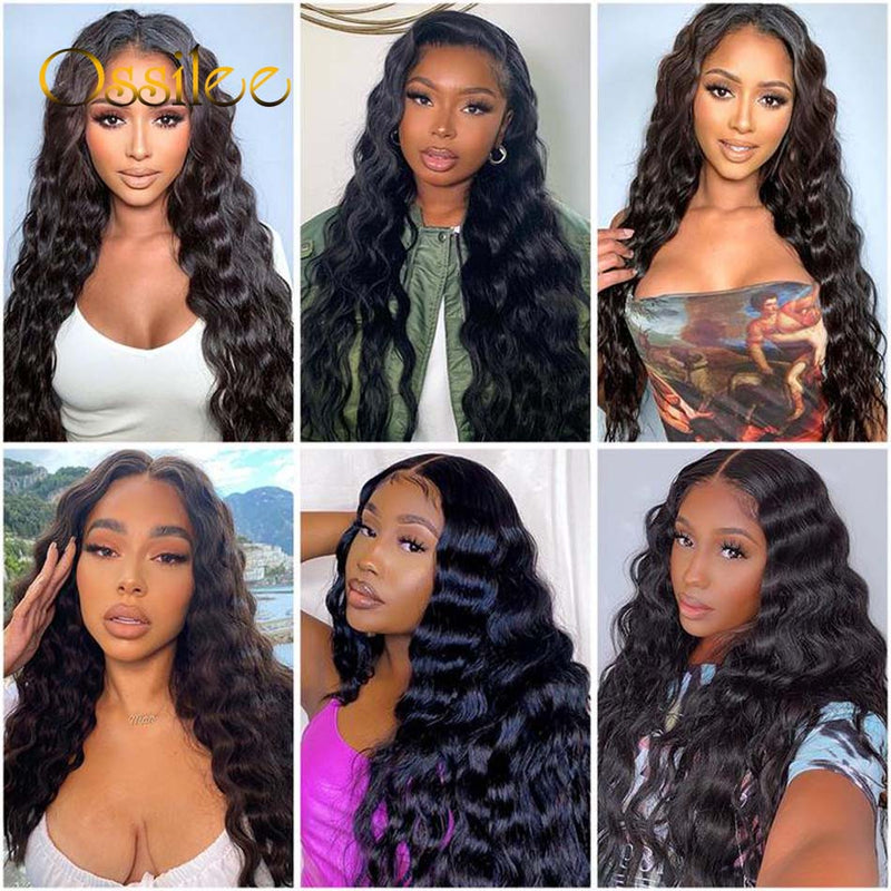 Loose Deep Wave Wig 13x4 Lace Frontal Wigs Brazilian Curly Virgin Human Hair 4x4 Closure Wigs Natural Color 11A Grade - Ossilee Hair