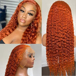 Ossilee Giner Orange Color Wig 13x4 HD Lace Front Human Hair Wigs Water Wave Swiss Lace - Ossilee Hair