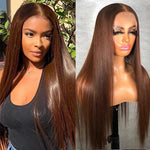 Color 4 Chocolate Brown Lace Front Wigs 4x4/13x4 Straight Human Hair Closure Wigs 10A Grade - Ossilee Hair