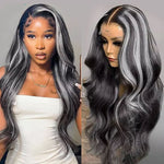 New Silver Highlight Human Hair Wigs Body Wave Platinum Blonde Lace Front Wigs 5x5 HD Transparent Lace Closure Wigs - Ossilee Hair