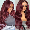 5x5 HD Lace Closure Wigs Straight/Body Wave Burgundy Lace Front Wig Red 99j Colored Human Hair Wigs - Ossilee Hair