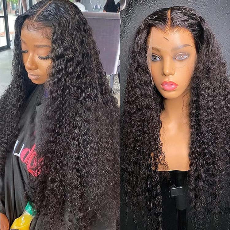 Cheap Invisible 13x4 HD Transparent Lace Front Wig Brazilian Jerry Curly Virgin Human Hair Wigs 9A Grade - Ossilee Hair