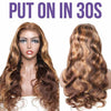Pre Cut Lace Wear & Go 4x4 5x5 Glueless Highlight Body Wave Human Hair Wig with Elastic Band