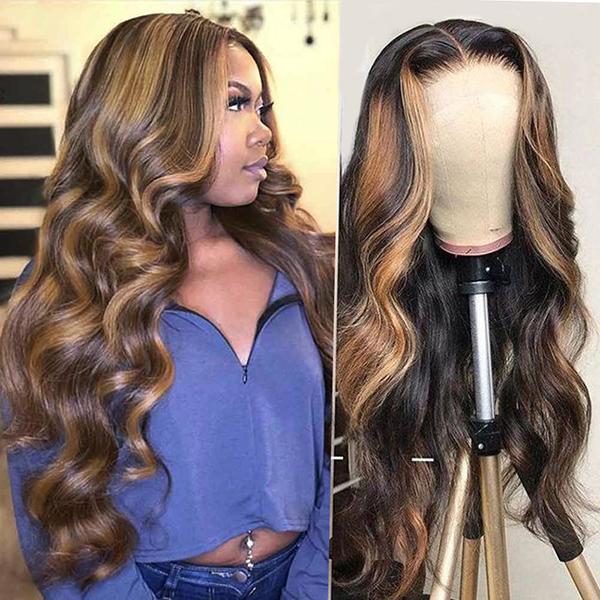 Highlight Body Wave 4x4 Lace Closure Wig Glueless Human Hair Wig - Ossilee Hair