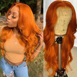 #350 Ginger Orange Wigs 13x4 HD Transparent Lace Front Human Hair Wig Body Wave Glueless Lace Wigs Pre Plucked - Ossilee Hair