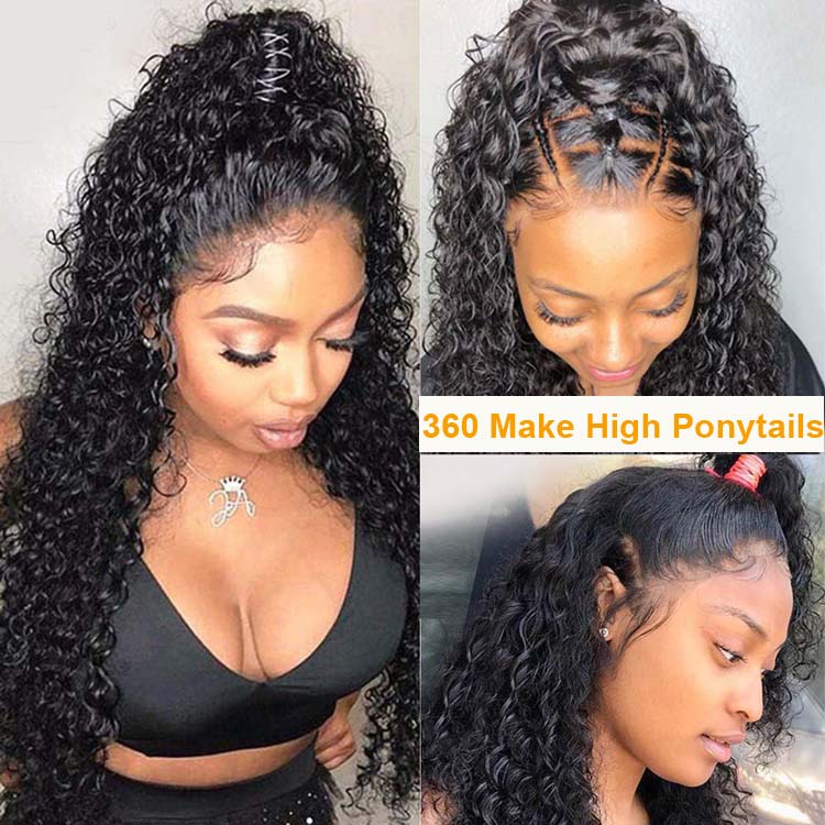 High Ponytails Styles 360 Lace Frontal Wigs Water Wave 100% Human Hair Swiss Lace Medium Brown Color - Ossilee Hair