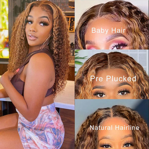 13x4/13x6 HD Lace Front Wigs Water Wave Frontal Wig 4/27 Highlight Human Hair Wigs Customized Piano Color - Ossilee Hair