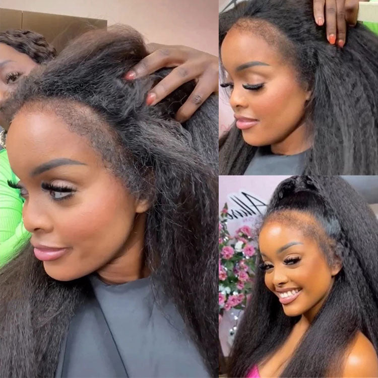 4c Hairline Edges Lace Front Wigs Kinky Straight 13x4/13x6 HD Lace Frontal Wig with Curly Baby Hair - Ossilee Hair