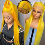 Colore Wigs Straight Human Hair 13x4 HD Lace Front Wigs Blue/Green/Pink/Yellow Color - Ossilee Hair