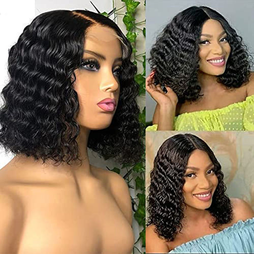 Deep Wave 13X4 Lace front Bob Wig 4X4 Closue Bob Wig 180% Density Brazilian Remy Hair Short Bob Wig 10A Grade - Ossilee Hair