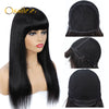 Full Machine Made Straight Human Hair Wigs with Bang Glueless wig with Bangs Brazilian Human Hair Wigs for Women - Ossilee Hair