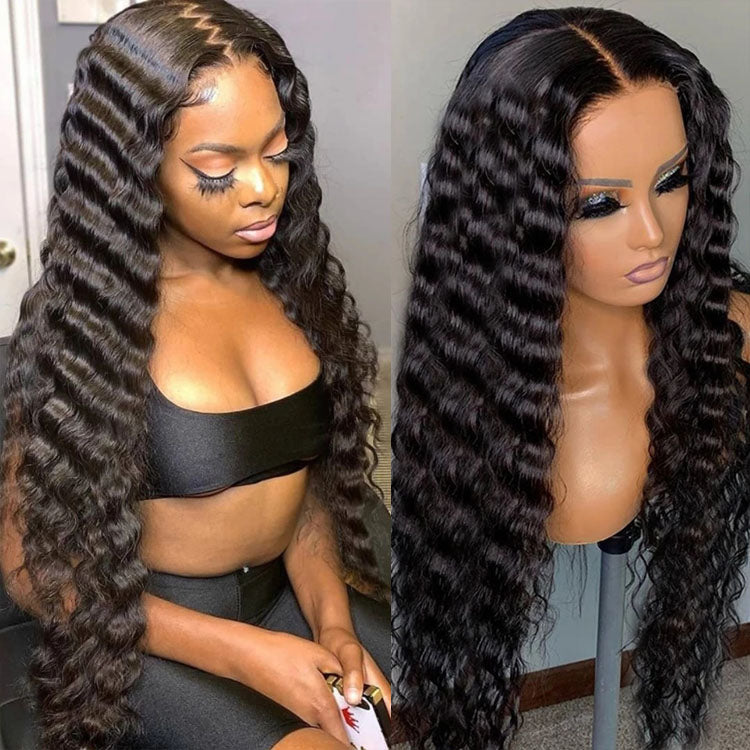 Invisible HD Lace Loose Deep Wave Wig 13x4 Lace Frontal Wigs Loose Curly Virgin Human Hair Pre Plucked Lace Wigs - Ossilee Hair