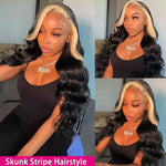 4x4/13x4 Highlight HD Lace Front Wigs Body Wave Skunk Stripe Highlight Lace Front Human Hair Wigs - Ossilee Hair