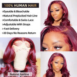 4x4 HD Lace Closure Wigs 99J Burgundy Color Straight/Body Wave Lace Front Human Hair Wigs - Ossilee Hair