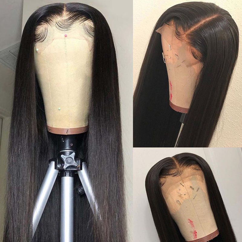 Hd Transparent Closure Wig 4X4 Straight Virgin Hair Lace Closure Wig 180% 200% 250% Density Lace Wig 11A Grade - Ossilee Hair