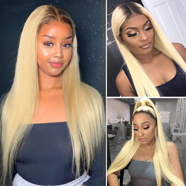 Ombre Blonde Lace Wigs 4x4/13x4 Lace Front Human Hair Wigs 1b 613 Straight Hair Wigs - Ossilee Hair