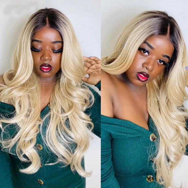 Ombre Blonde Lace Wigs 4x4/13x4 Lace Front Human Hair Wigs 1b 613 Body Wave Human Hair Wig - Ossilee Hair