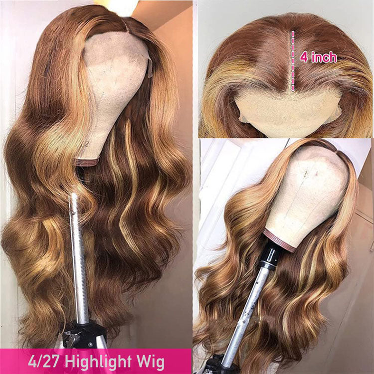 13x4/13x6 HD Lace Front Wigs Body Wave 4/27 Highlight Human Hair Wigs Customized Piano Color - Ossilee Hair