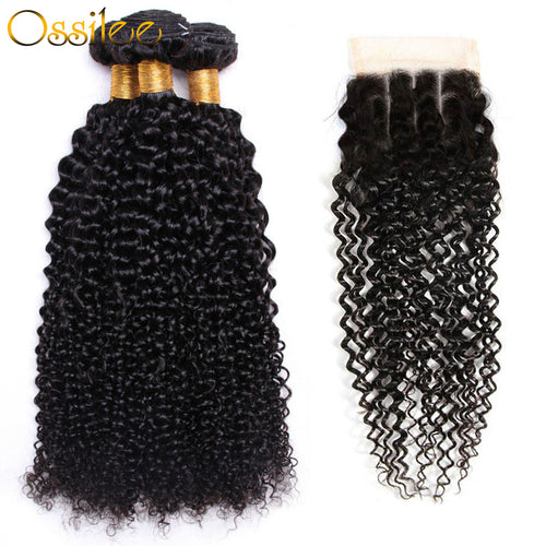 Afro Curl 3Pcs With Lace Closure 9A Unprocessed Afro Curl Virgin Hair Bundles - Ossilee Hair