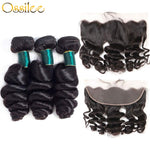 9A Grade Malaysian Loose Wave 3Bundles With 13x4 Pre-Plucked Lace Frontal 100% Human Hair - Ossilee Hair