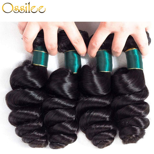Brazilian Loose Wave 9A Grade 3Bundles With 13x4 Pre-Plucked Lace Frontal Natural Color 100% Human Hair - Ossilee Hair