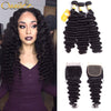 Peruvian Remy Human Hair Bundles 3Pcs Loose Deep Wave With Lace Closure - Ossilee Hair